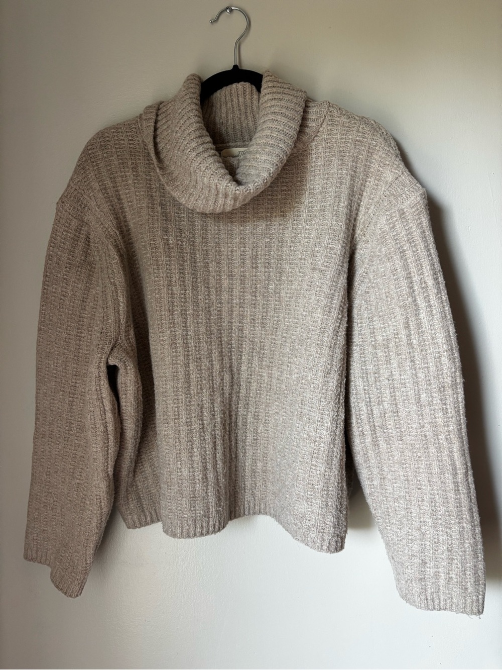 Universal Thread Ribbed Cowl Neck Sweater in Light Taupe
